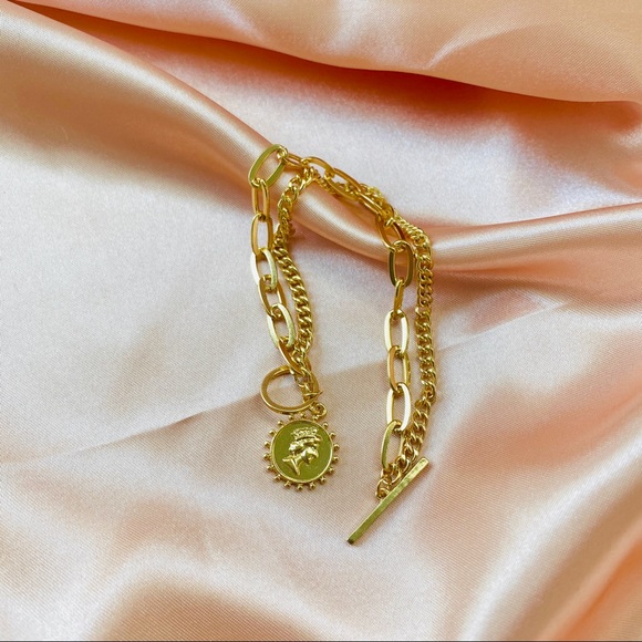 Art Portrait Coin Golden Chain Bracelets - Picture 6 of 9